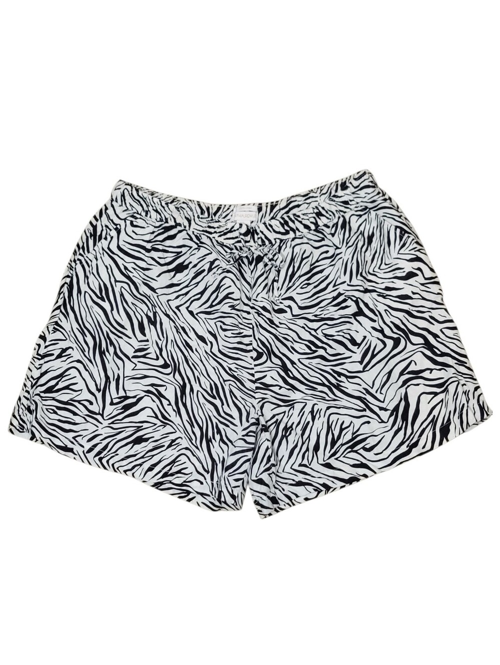 Cynthia Rowley Zebra Print 100% Linen Drawstring Shorts Plus Size 2x